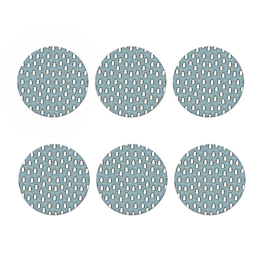 Cartoon Emperor Penguin Pattern Print Coaster Set