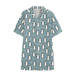 Cartoon Emperor Penguin Pattern Print Cotton Hawaiian Shirt