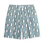 Cartoon Emperor Penguin Pattern Print Cotton Shorts