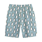 Cartoon Emperor Penguin Pattern Print Cotton Shorts