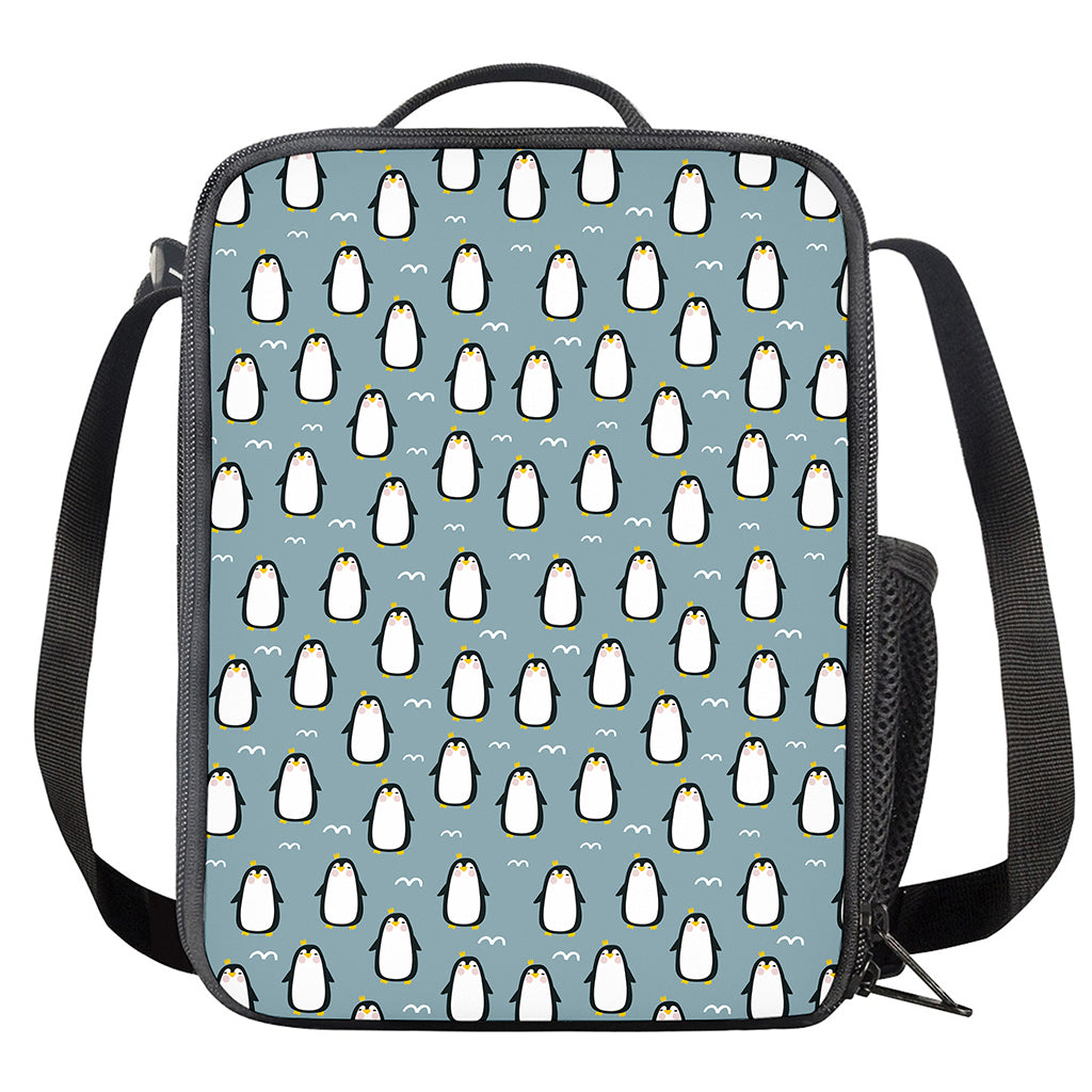 Cartoon Emperor Penguin Pattern Print Crossbody Lunch Bag