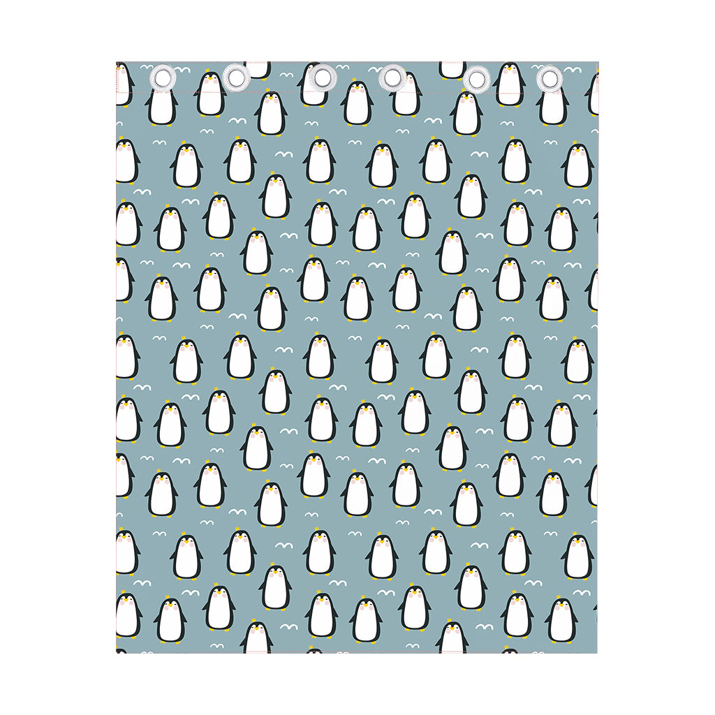 Cartoon Emperor Penguin Pattern Print Curtain