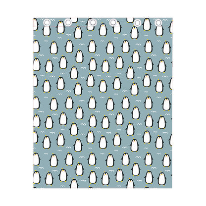 Cartoon Emperor Penguin Pattern Print Curtain