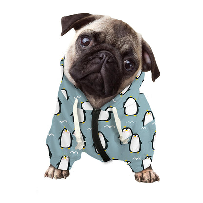 Cartoon Emperor Penguin Pattern Print Dog Zip Up Hoodie