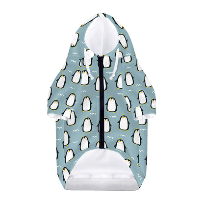 Cartoon Emperor Penguin Pattern Print Dog Zip Up Hoodie