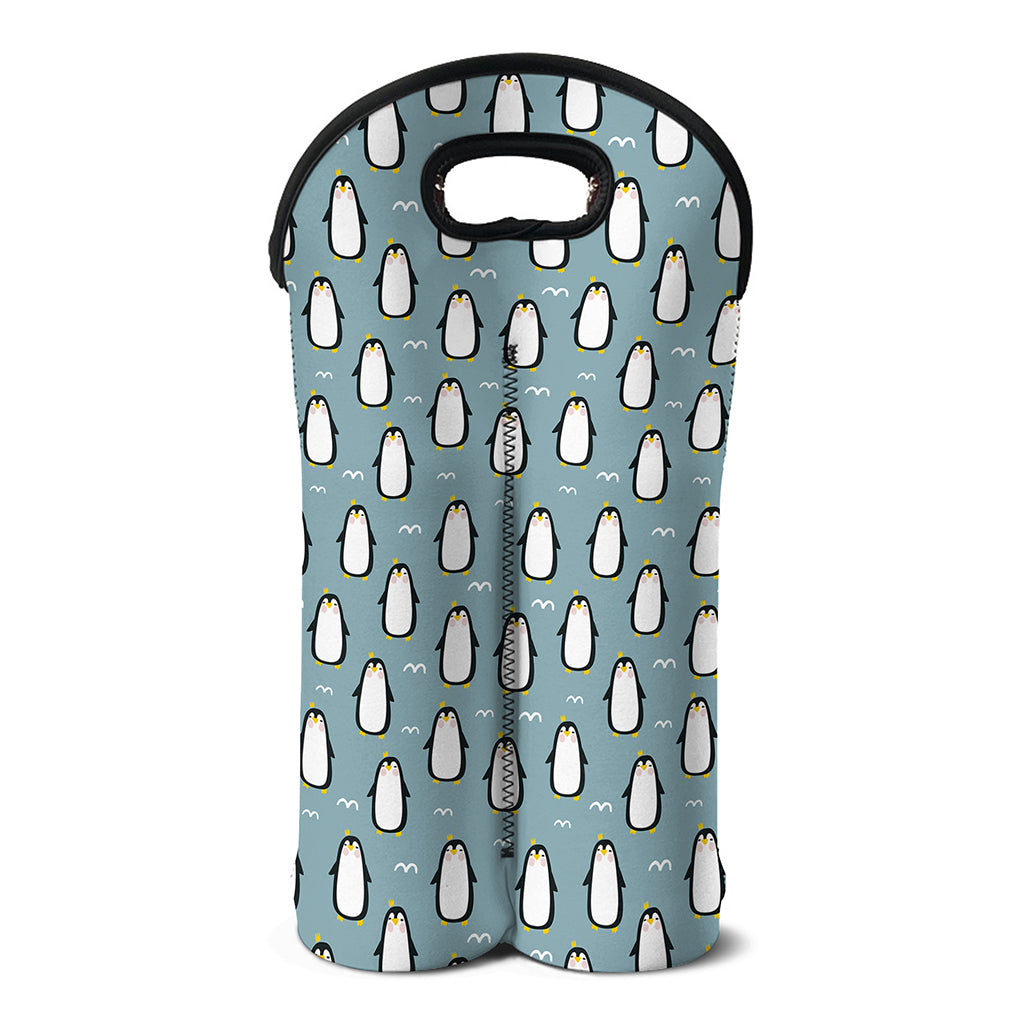 Cartoon Emperor Penguin Pattern Print Double Neoprene Wine Tote