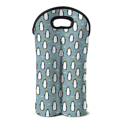 Cartoon Emperor Penguin Pattern Print Double Neoprene Wine Tote