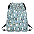 Cartoon Emperor Penguin Pattern Print Drawstring Backpack