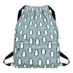 Cartoon Emperor Penguin Pattern Print Drawstring Backpack