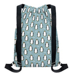 Cartoon Emperor Penguin Pattern Print Drawstring Backpack