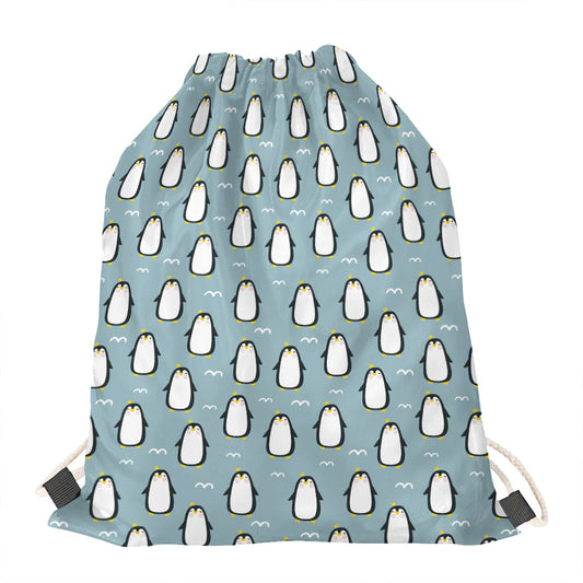 Cartoon Emperor Penguin Pattern Print Drawstring Bag