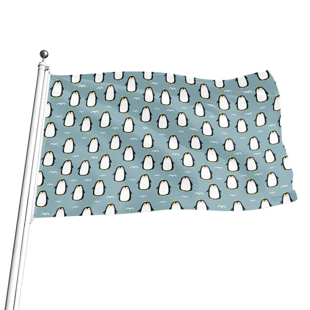 Cartoon Emperor Penguin Pattern Print Flag