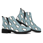 Cartoon Emperor Penguin Pattern Print Flat Ankle Boots