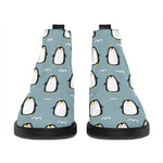Cartoon Emperor Penguin Pattern Print Flat Ankle Boots
