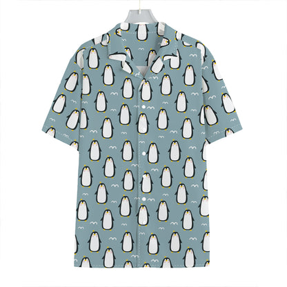 Cartoon Emperor Penguin Pattern Print Hawaiian Shirt