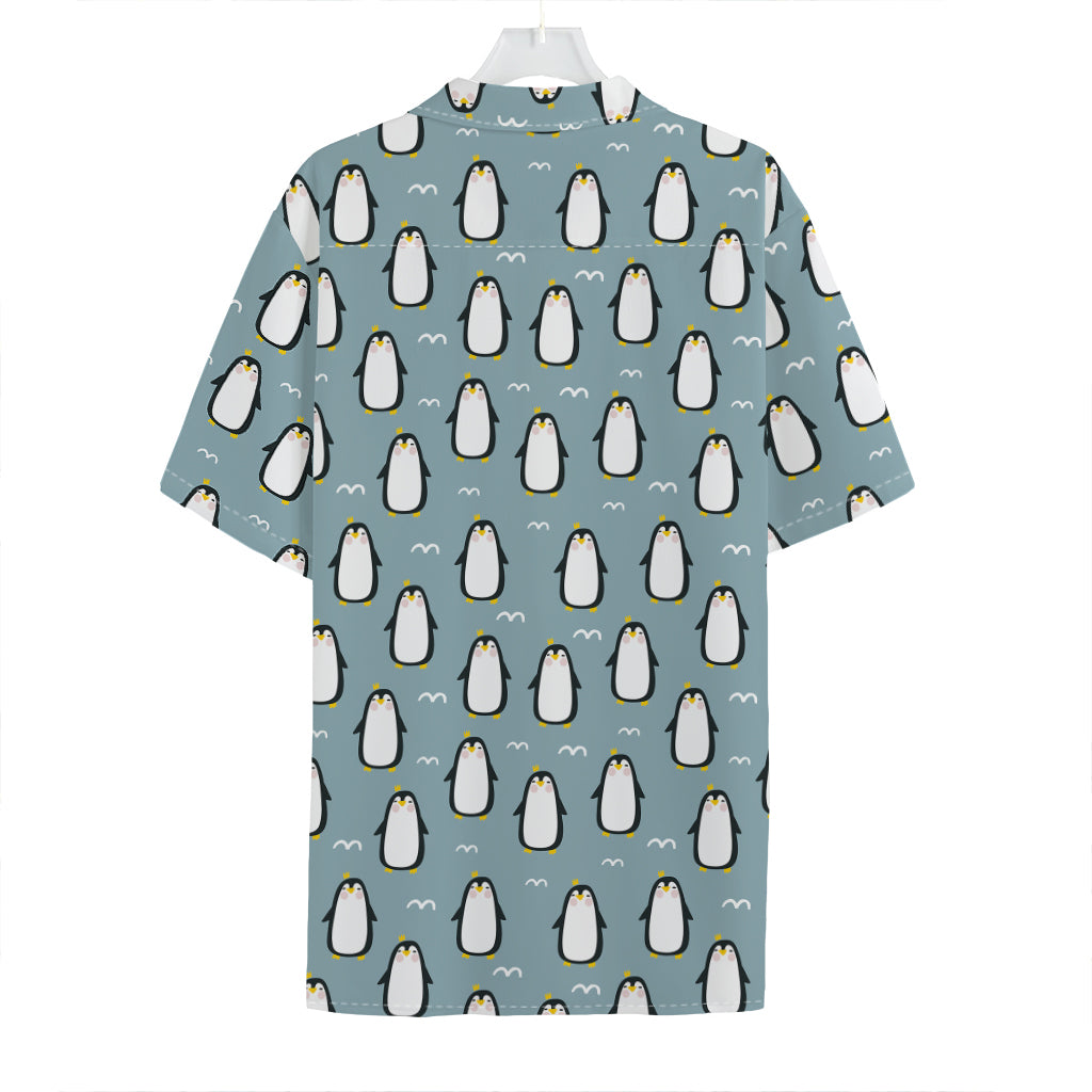 Cartoon Emperor Penguin Pattern Print Hawaiian Shirt