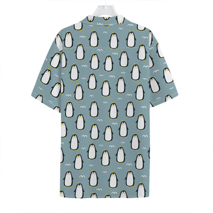 Cartoon Emperor Penguin Pattern Print Hawaiian Shirt