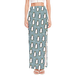 Cartoon Emperor Penguin Pattern Print High Slit Maxi Skirt