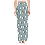 Cartoon Emperor Penguin Pattern Print High Slit Maxi Skirt