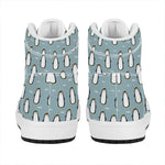 Cartoon Emperor Penguin Pattern Print High Top Leather Sneakers