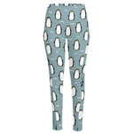 Cartoon Emperor Penguin Pattern Print High-Waisted Pocket Leggings