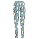 Cartoon Emperor Penguin Pattern Print High-Waisted Pocket Leggings