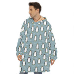 Cartoon Emperor Penguin Pattern Print Hoodie Blanket