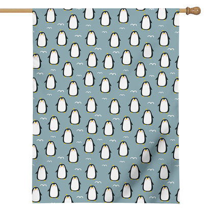Cartoon Emperor Penguin Pattern Print House Flag