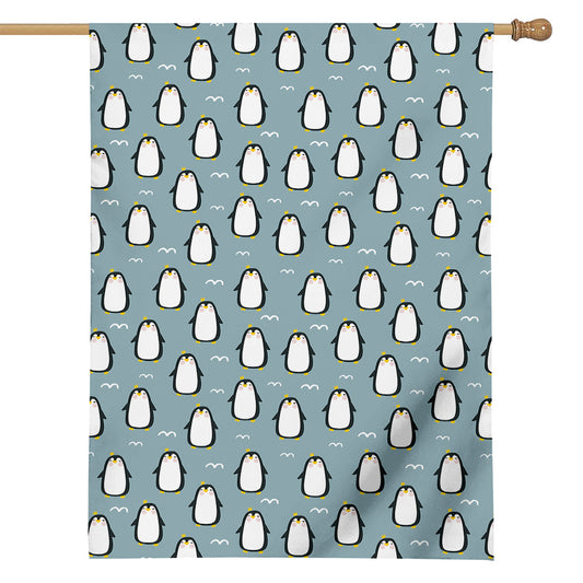 Cartoon Emperor Penguin Pattern Print House Flag
