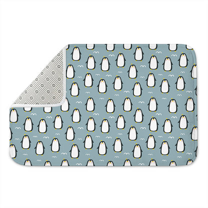 Cartoon Emperor Penguin Pattern Print Indoor Door Mat