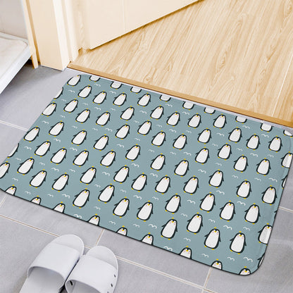 Cartoon Emperor Penguin Pattern Print Indoor Door Mat