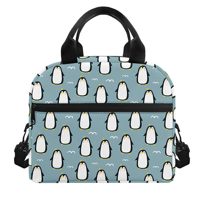 Cartoon Emperor Penguin Pattern Print Insulated Lunch Bag