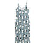 Cartoon Emperor Penguin Pattern Print Jersey Midi Cami Dress