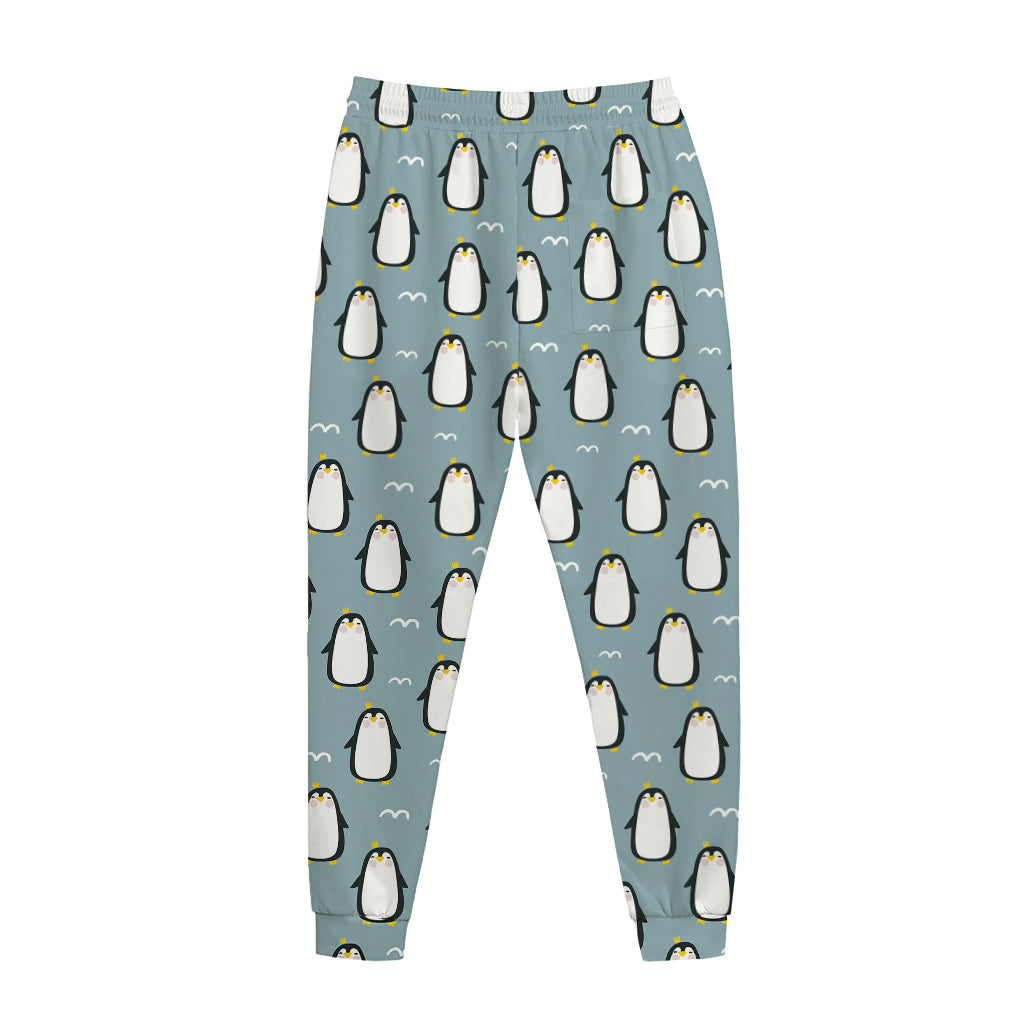 Cartoon Emperor Penguin Pattern Print Jogger Pants