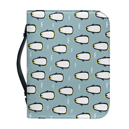 Cartoon Emperor Penguin Pattern Print Leather Bible Cover