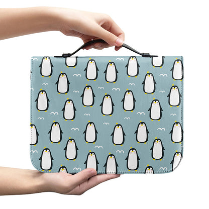 Cartoon Emperor Penguin Pattern Print Leather Bible Cover