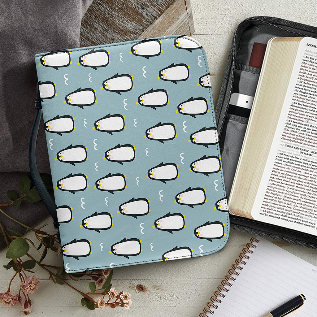 Cartoon Emperor Penguin Pattern Print Leather Bible Cover