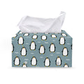 Cartoon Emperor Penguin Pattern Print Leather Tissue Box Cover