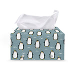 Cartoon Emperor Penguin Pattern Print Leather Tissue Box Cover