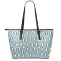 Cartoon Emperor Penguin Pattern Print Leather Tote Bag With Zipper