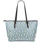 Cartoon Emperor Penguin Pattern Print Leather Tote Bag