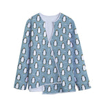 Cartoon Emperor Penguin Pattern Print Long Sleeve Short Coat
