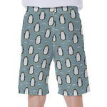 Cartoon Emperor Penguin Pattern Print Men's Beach Shorts