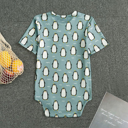 Cartoon Emperor Penguin Pattern Print Men's Bodysuit