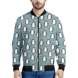 Cartoon Emperor Penguin Pattern Print Men's Bomber Jacket