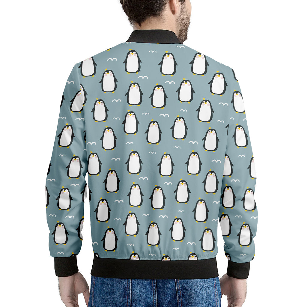 Cartoon Emperor Penguin Pattern Print Men's Bomber Jacket