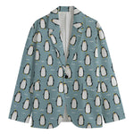 Cartoon Emperor Penguin Pattern Print Men's Cotton Blazer