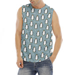 Cartoon Emperor Penguin Pattern Print Men's Fitness Tank Top