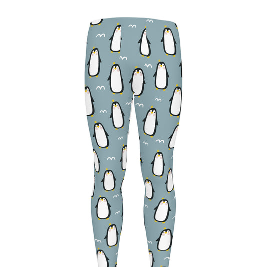 Cartoon Emperor Penguin Pattern Print Men's leggings