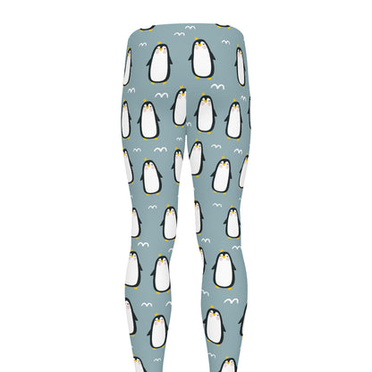 Cartoon Emperor Penguin Pattern Print Men's leggings